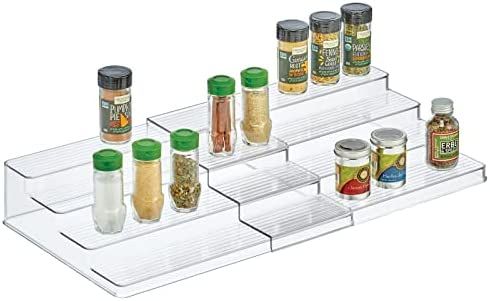 mDesign Plastic Adjustable, Expandable 4-Tier Kitchen Cabinet, Pantry, Shelf Organizer/Spice Rack... | Amazon (US)