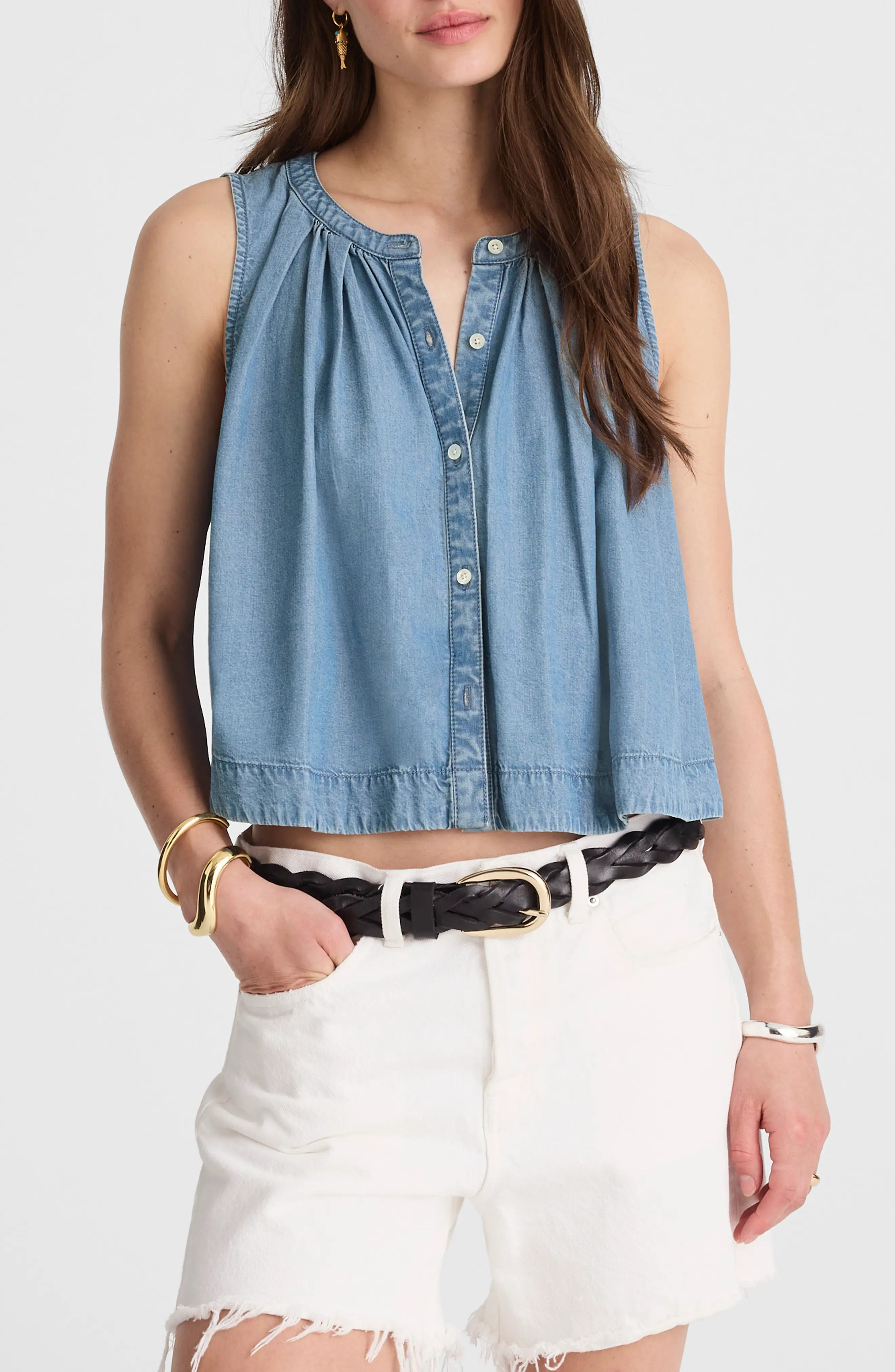 Denim Button-Up Tank Top (Women) | Nordstromrack | Nordstrom Rack