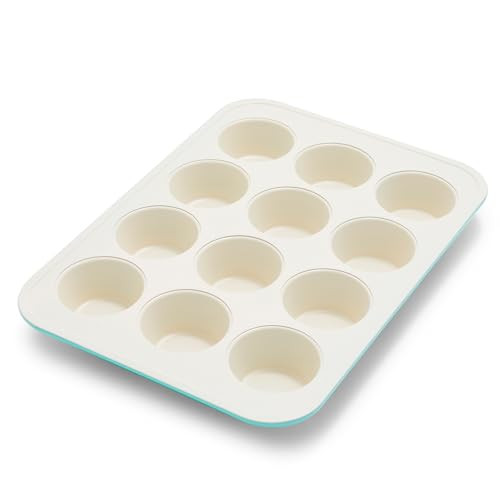GreenPan Bakewell 12-Cup Muffin Pan, Healthy Ceramic Nonstick Bakeware, PFAS-Free Cupcake Mold, Durable Baking Tray, Versatile Kitchen Essentials, Easy Clean Ovenware, Turquoise | Amazon (US)
