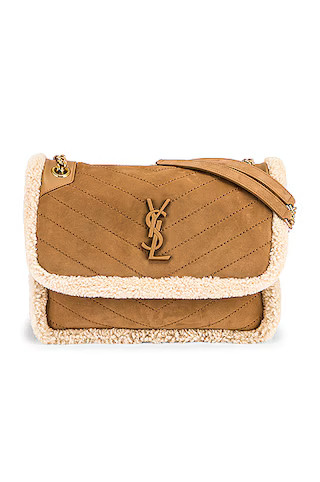 Saint Laurent Medium Niki Chain Bag in Ivory & Natural Tan | FWRD | FWRD 