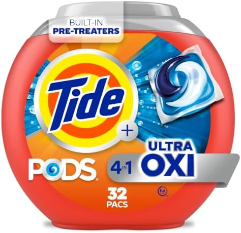 Tide, 4-n-1 Ultra Oxi Pods Laundry Detergent Pacs, HE Compatible, Built in Pre-Treater for Stains... | Amazon (US)