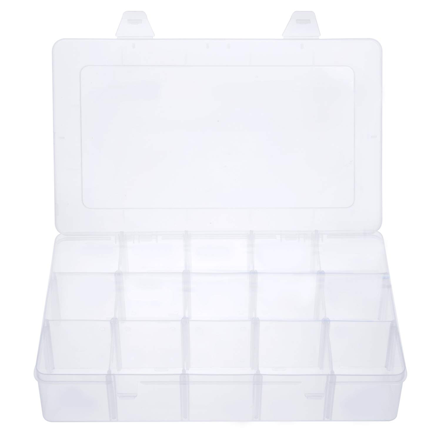 Gospire 15 Large Grids Clear Plastic Jewelry Box Organizer Storage Container with Removable Divid... | Amazon (US)