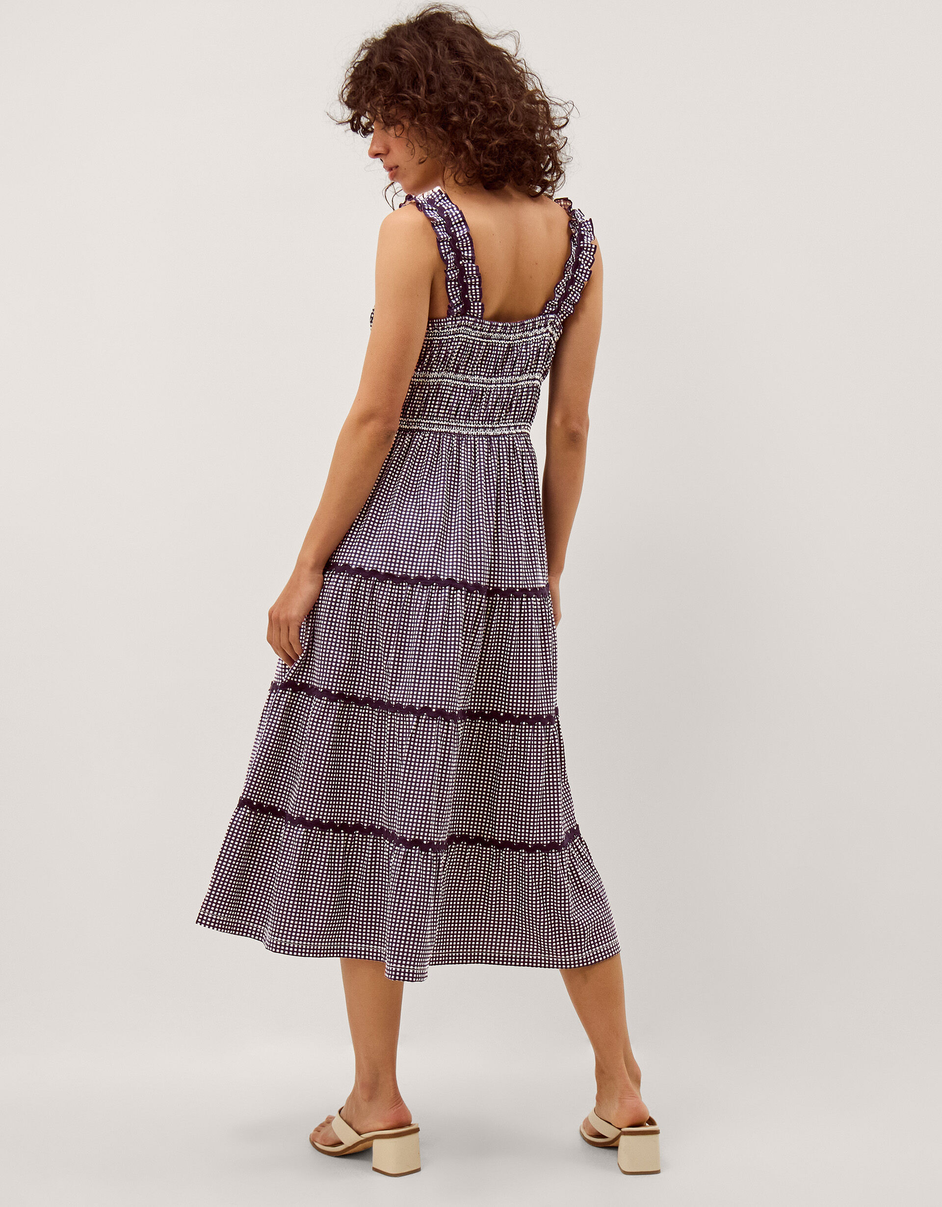 Glori Gingham Jersey Midi Dress Blue | Monsoon (UK)