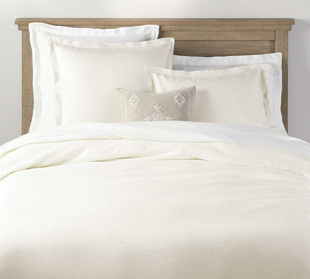 Belgian Flax Linen Double Flange Duvet, Ivory, King/Cal. King | Pottery Barn (US)