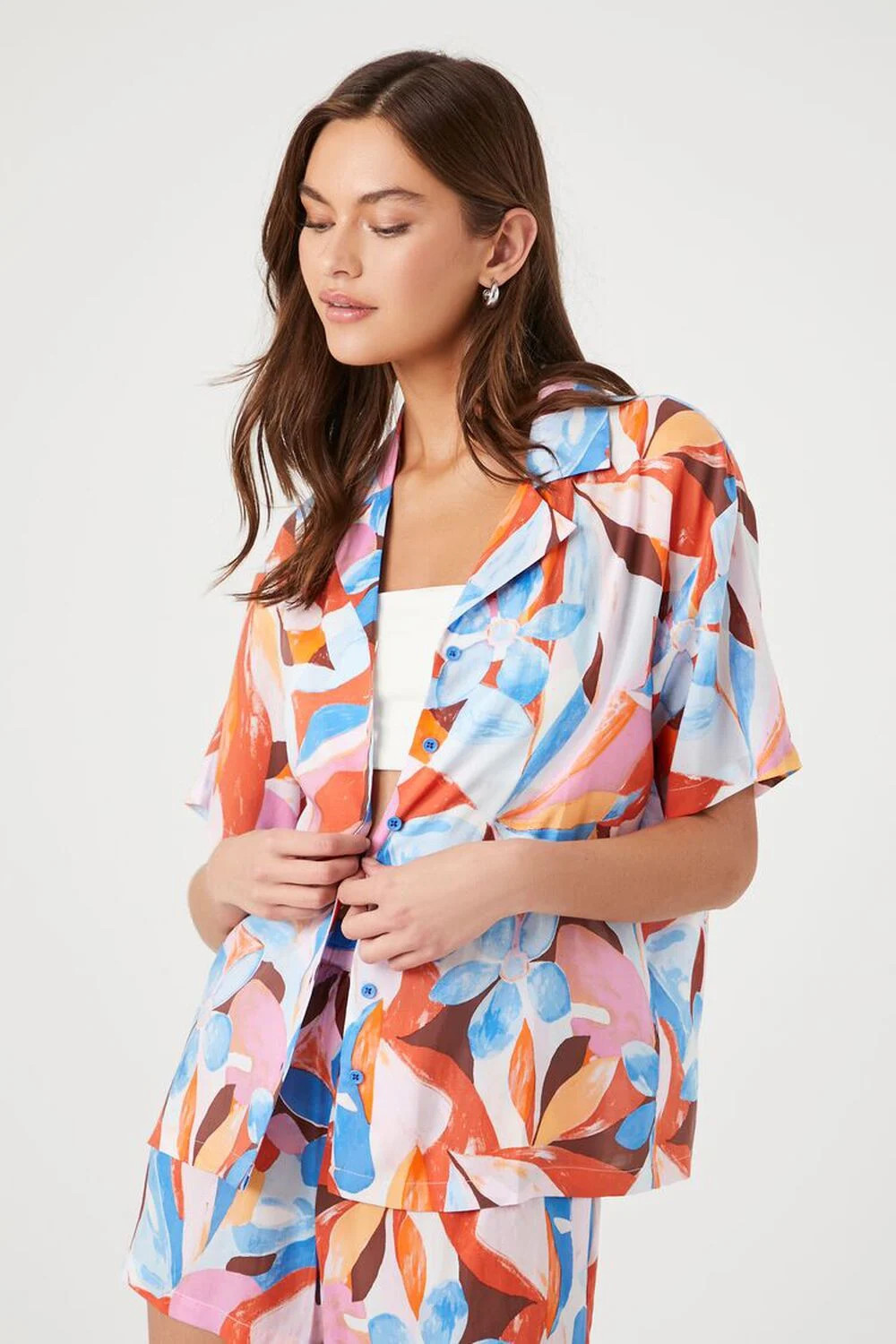 Oversized Abstract Floral Print Shirt | Forever 21 (US)