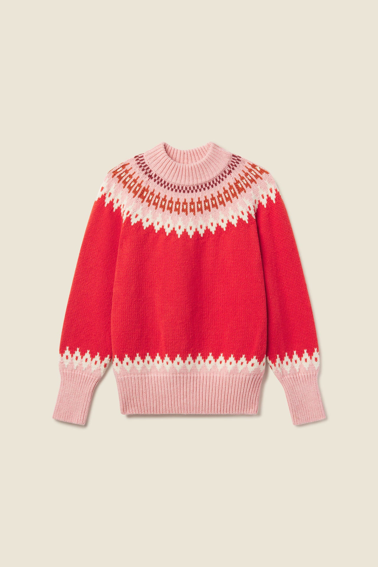 Kimi Oversized Fairisle Sweater Amaranth | TROVATA