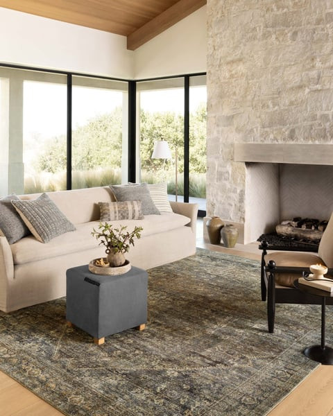 Morgan feat. CloudPile (TM) MOG-05 Spice/Lagoon Printed Area Rug | Rugs Direct