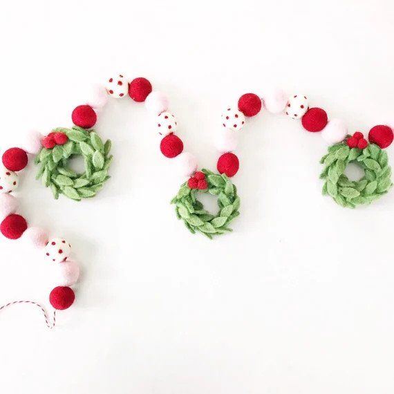 Christmas Felt Ball Garland with Felt Wreaths  Christmas | Etsy | Etsy (US)