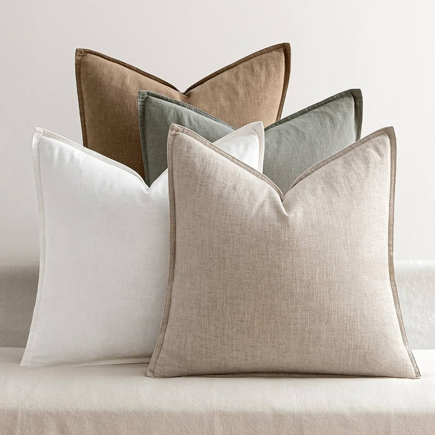 MIULEE Neutral Linen Pillow Covers Pack of 4 Decorative Natural Solid Throw Pillow Covers Soft Ac... | Amazon (US)