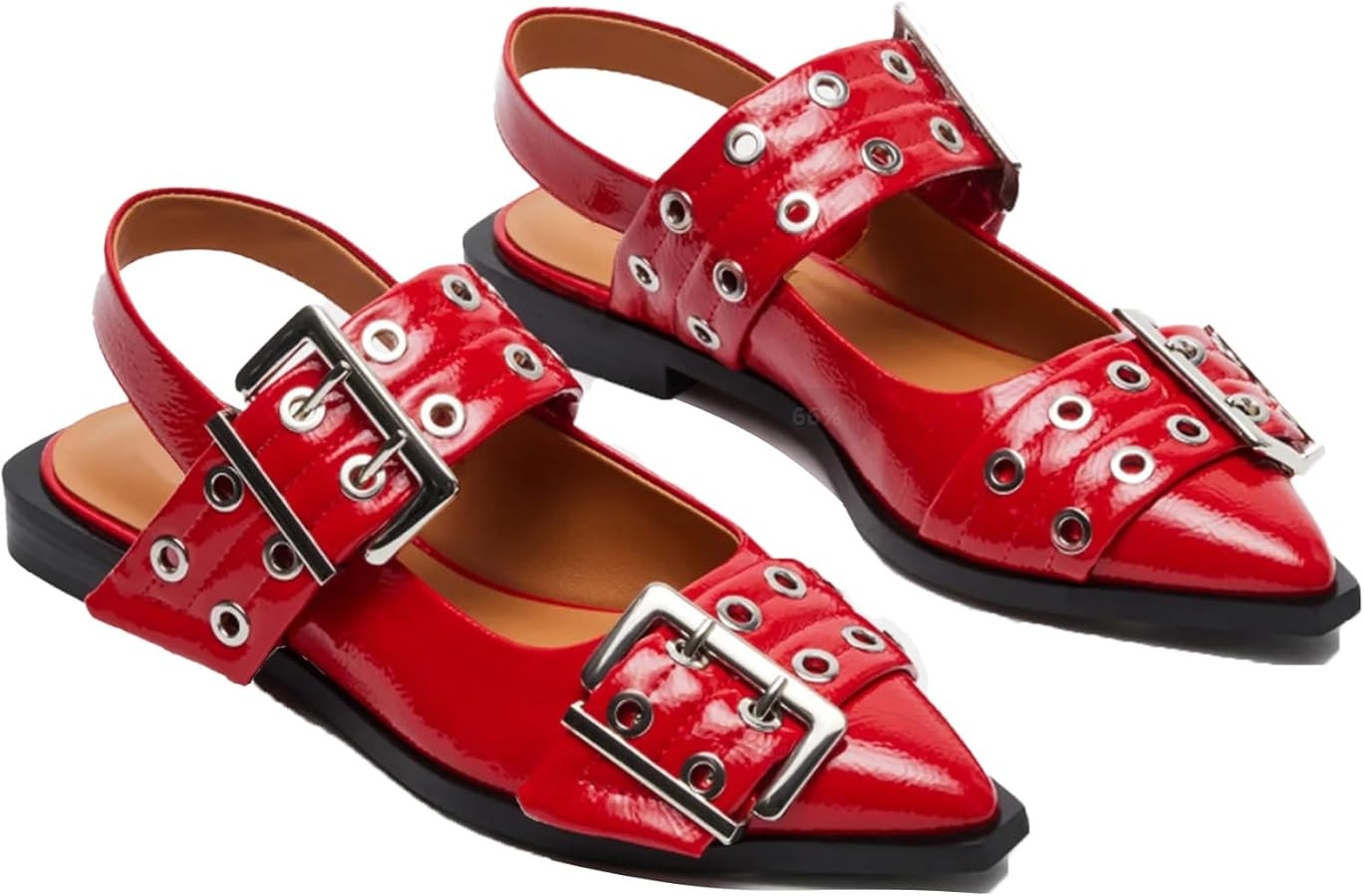 Buckle Flats for Women Slingback Flats Ballet Flat Shoes with Strap Pointed Flats Casual Fashion ... | Amazon (US)