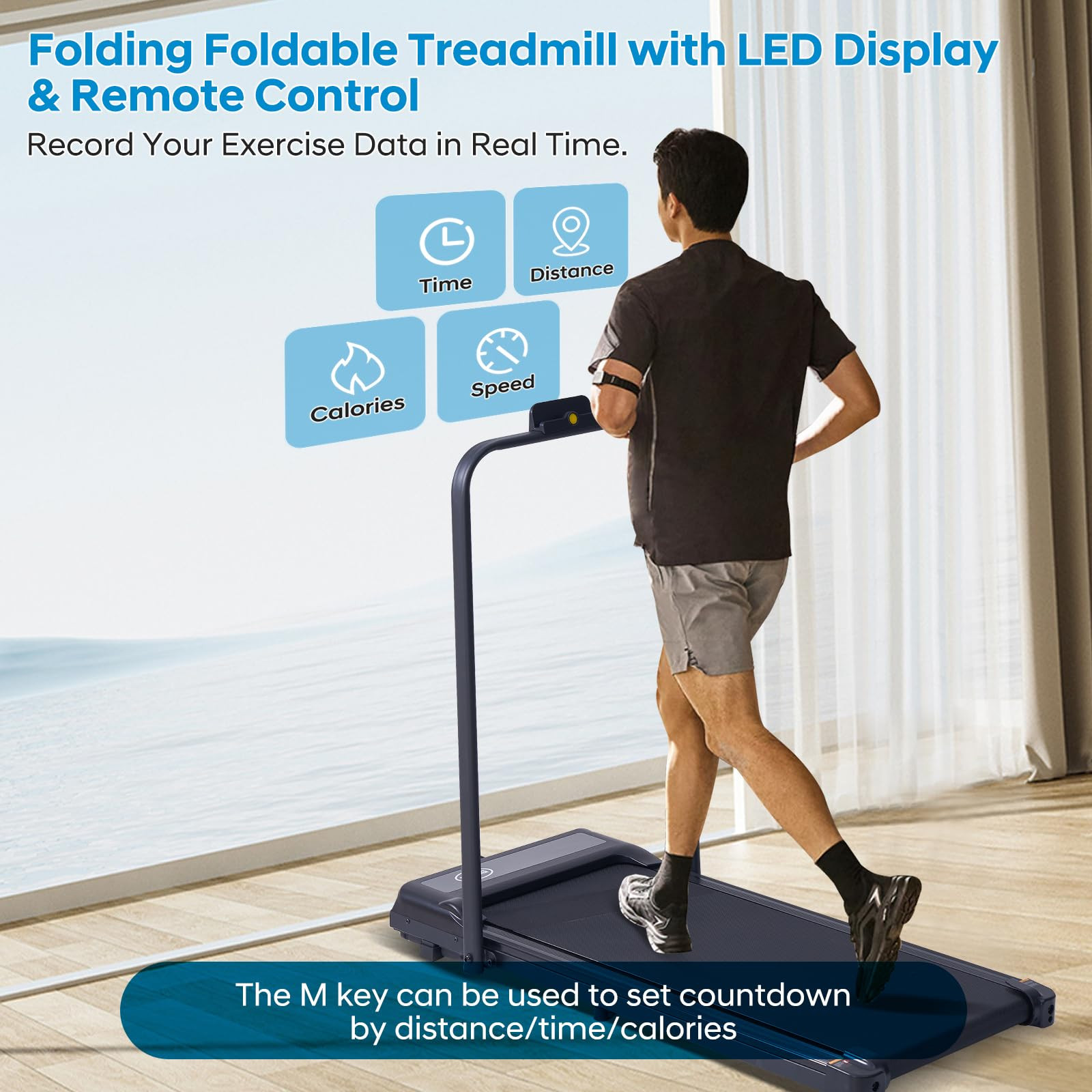 Treadmill with Handles, Folding Foldable Electric Treadmills for Home Small, 3.0HP Walking Pad Tr... | Amazon (US)