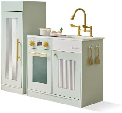 Teamson Kids Little Chef Chester Sleek Design Play Kitchen with Large 12 Pcs Food Accessories, Pr... | Amazon (US)