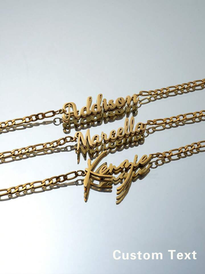 Customized Luxurious Gold Tone Fashion Necklace With Elegant Charm, Stainless Steel Jewelry Gift ... | SHEIN