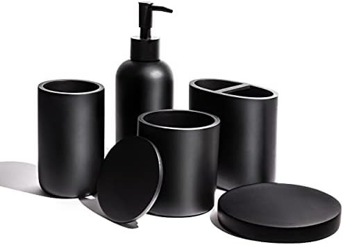 VIRTUNE Premium 5 Pcs Matte Black Bathroom Accessories Set Complete Hotel Quality. 100% Solid Res... | Amazon (US)