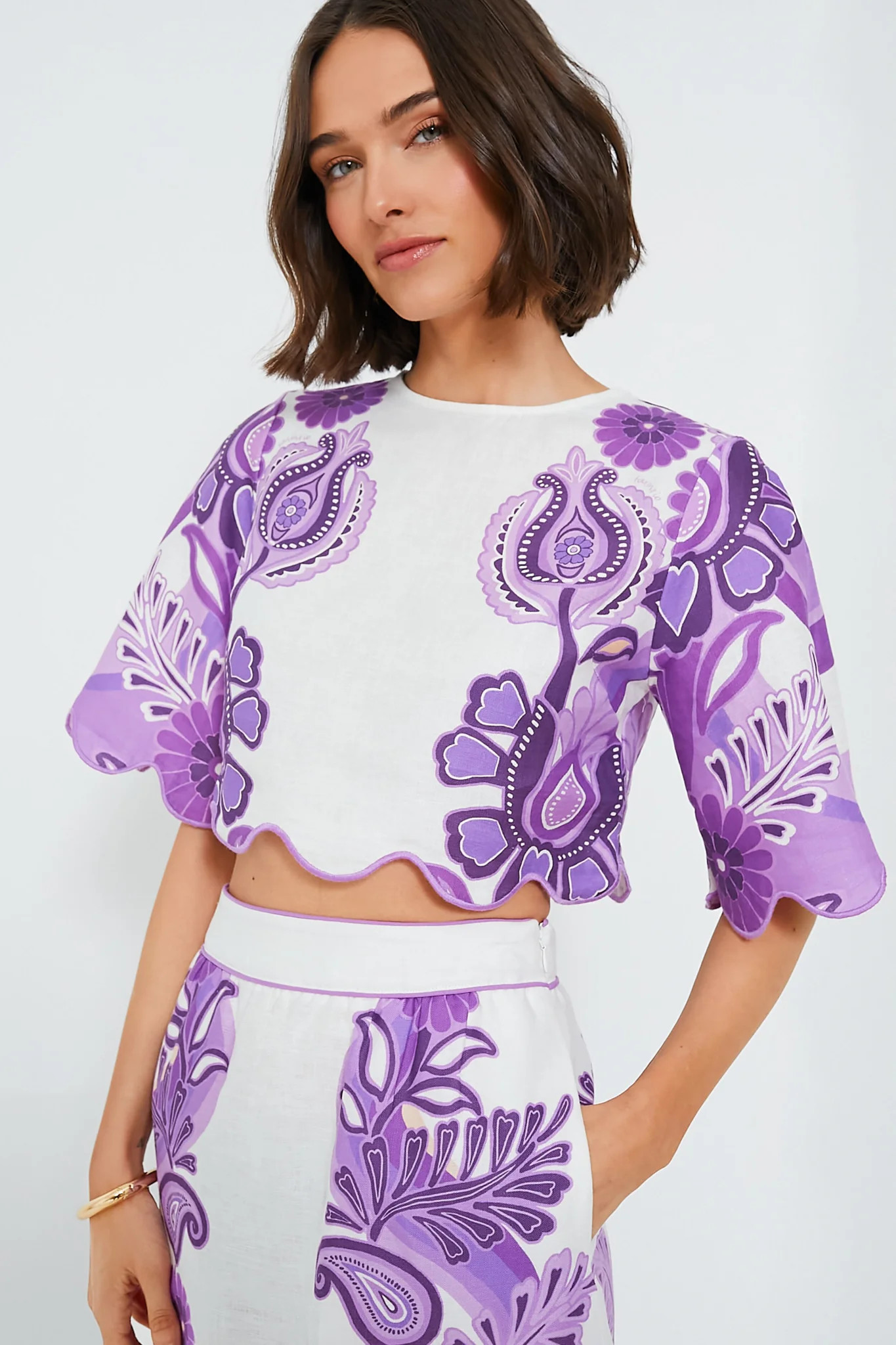 Color Festival Cream Cropped Blouse | Tuckernuck (US)