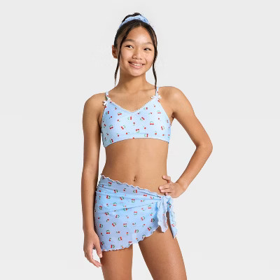 Girls' 3pc Cherry on Top Bikini Set - art class™ S | Target