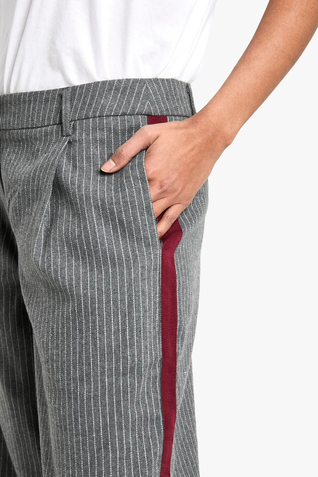 Trousers | Side Stripe Detail Pinstripe Wide Leg Tailored Trousers | boohoo | boohoo (US & Canada)