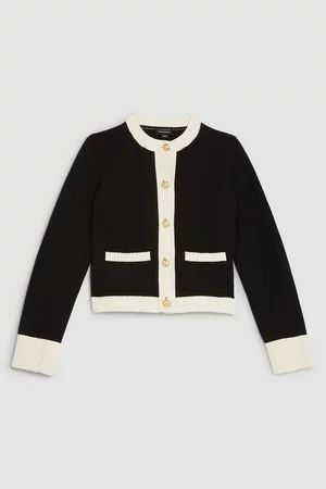 Cotton Cropped Knit Boxy Cardigan | Karen Millen UK + IE + DE + NL