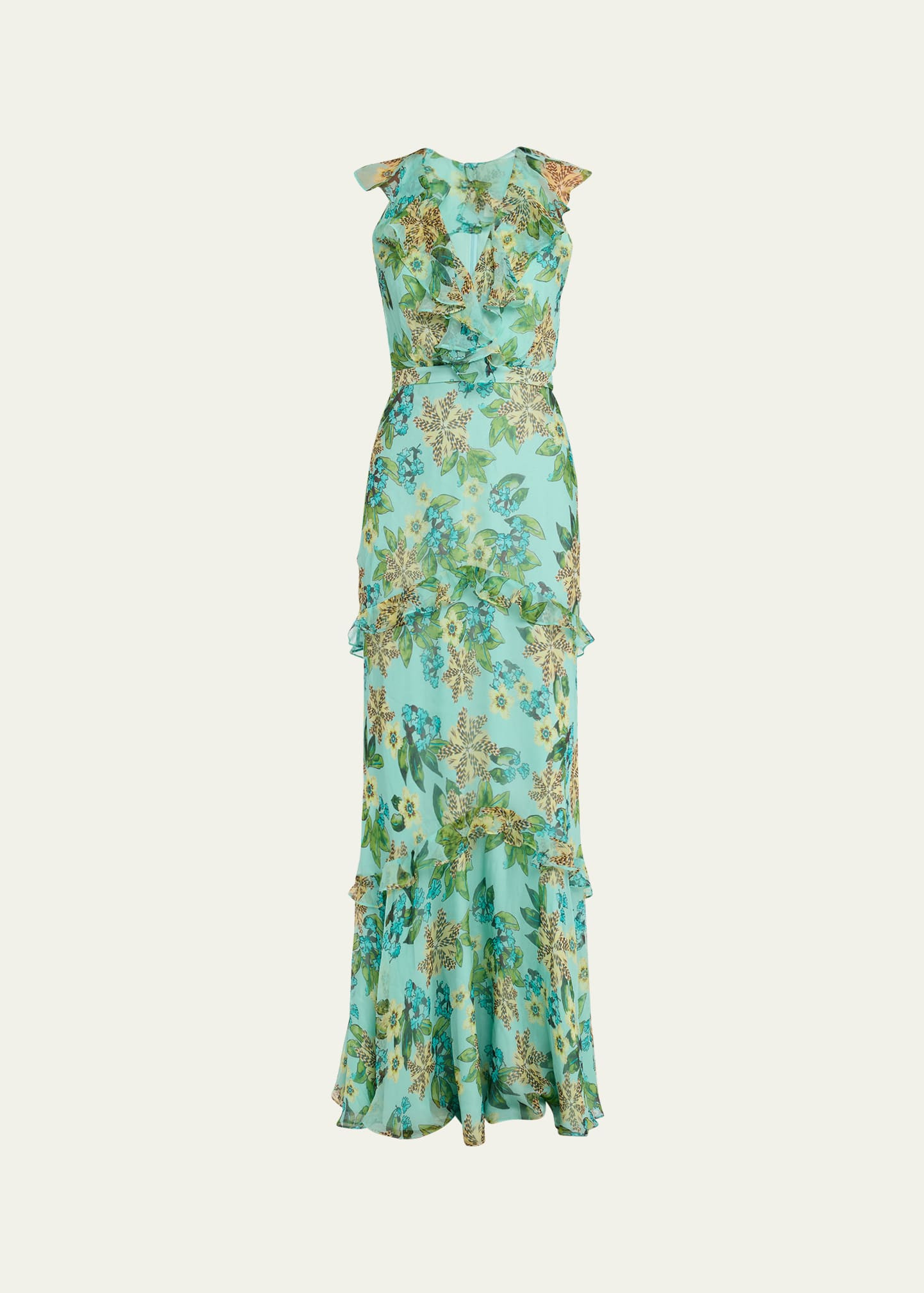Saloni Rita Floral Sleeveless Ruffle Dress | Bergdorf Goodman