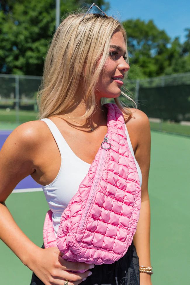 Got To Go Pink Quilted Sling Bag | Pink Lily