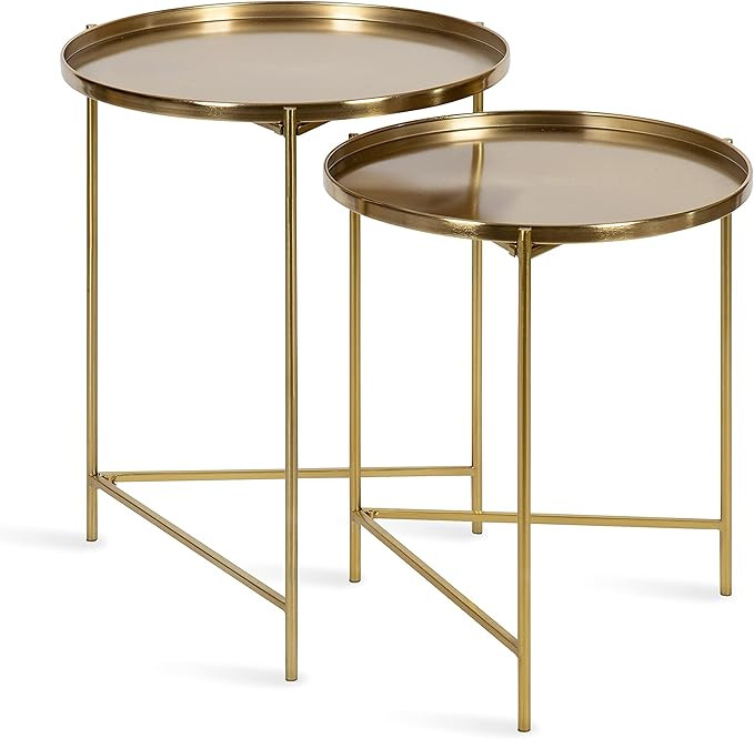 Kate and Laurel Ulani Modern Nesting Side Table; Set of 2; Gold; Sophisticated Glam End Tables fo... | Amazon (US)