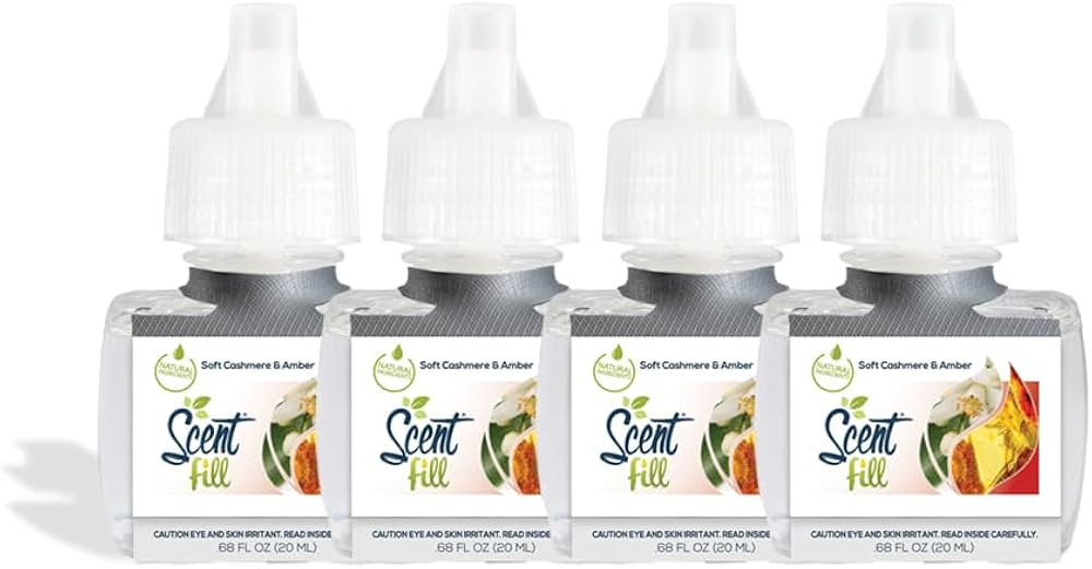 Scent Fill Soft Cashmere & Amber Plug in Air Freshener, 4 Scented Oil Refills | Amazon (US)