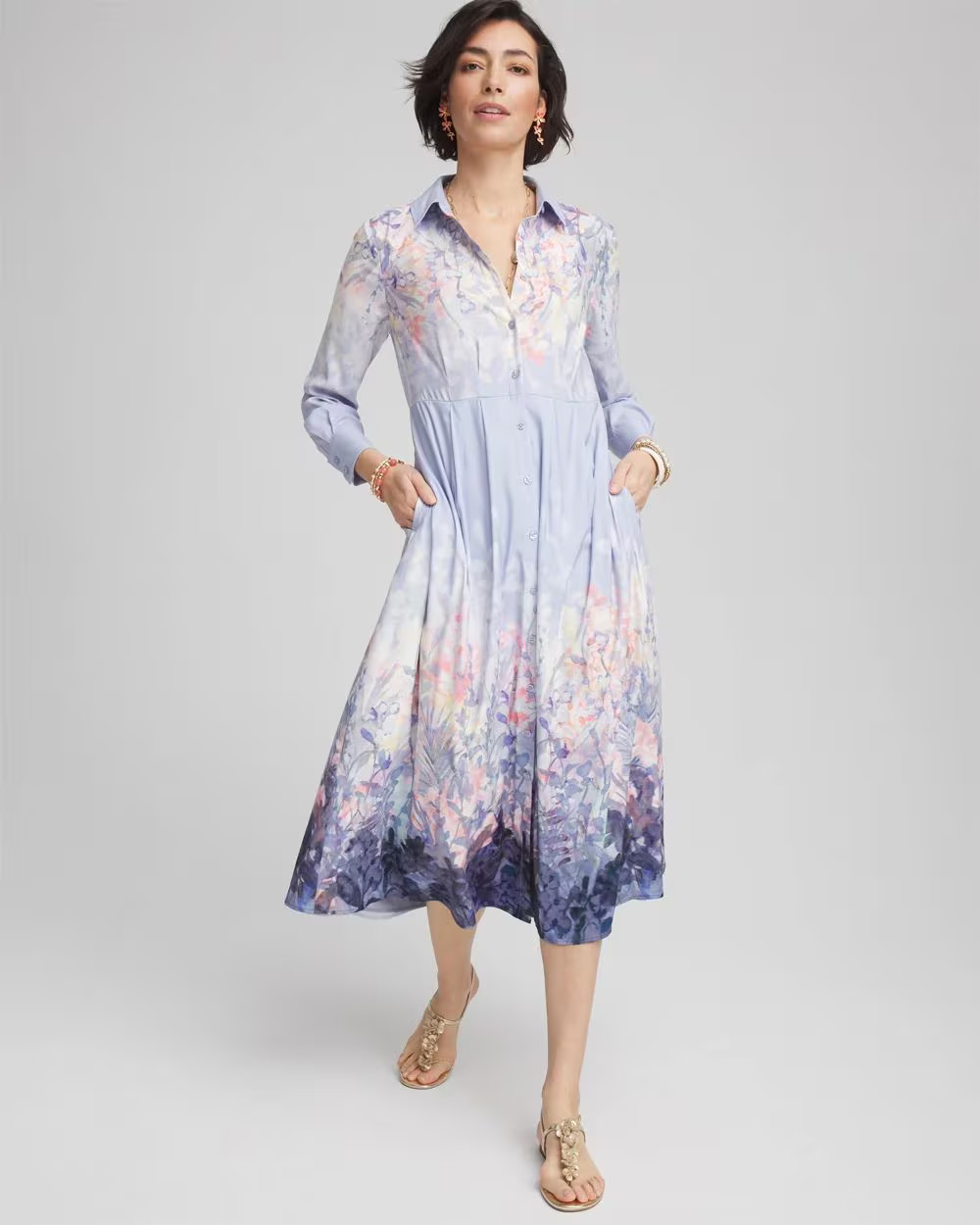 Floral Matte Satin Midi Shirtdress | Chico's