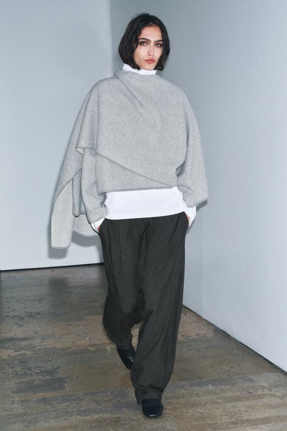 100% WOOL SHORT COAT WITH SCARF | Zara US