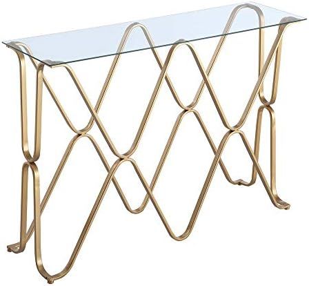 Convenience Concepts Neptune Console Table, Glass Top / Gold Frame | Amazon (US)