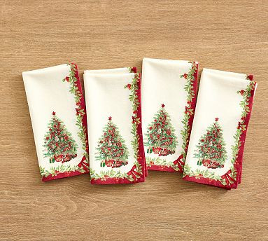 Nostalgic Christmas Icon Embroidered Cotton Twill Napkins - Set of 4 | Pottery Barn (US)