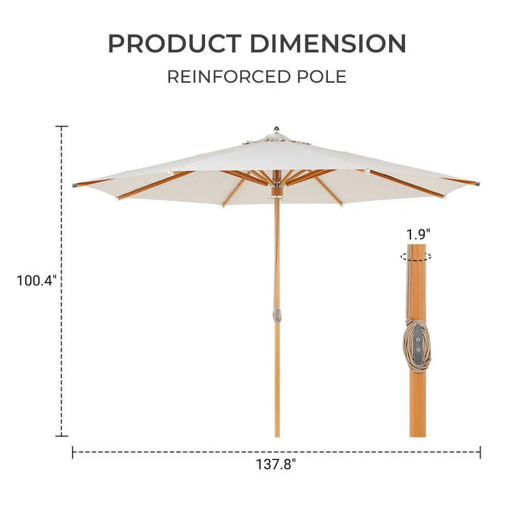 11.5' All-Aluminum Pulley-Operated Upright Round Luxury Umbrella | Wayfair North America