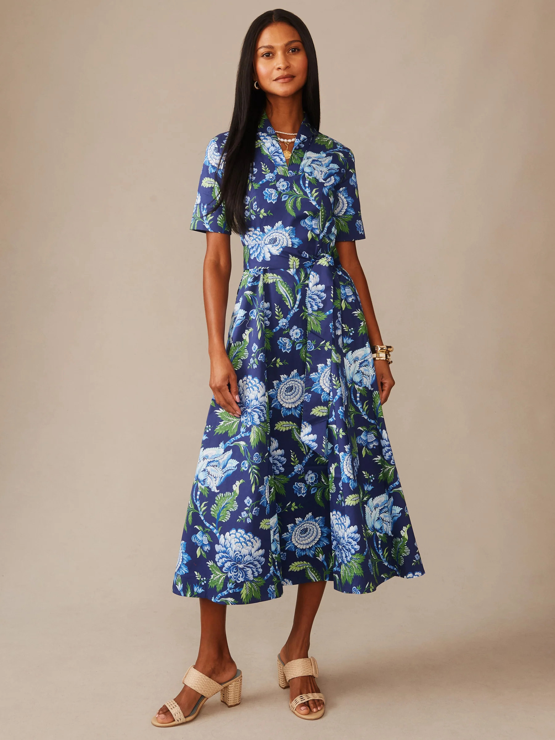 Navy/Green Cerulean Garden Lily Dress | Women's Dresses | J.McLaughlin | J.McLaughlin
