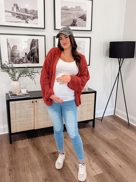 This rust cardigan is perfect for fall! I also loveee these maternity jeans from Amazon! Along with this maternity tank from Target! Everything is TTS! 

#LTKstyletip #LTKbump #LTKunder50