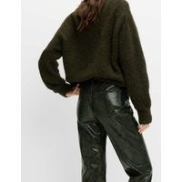 M&S Faux Leather Snake Print Straight Leg Trousers Khaki Mix | Marks & Spencer (UK)