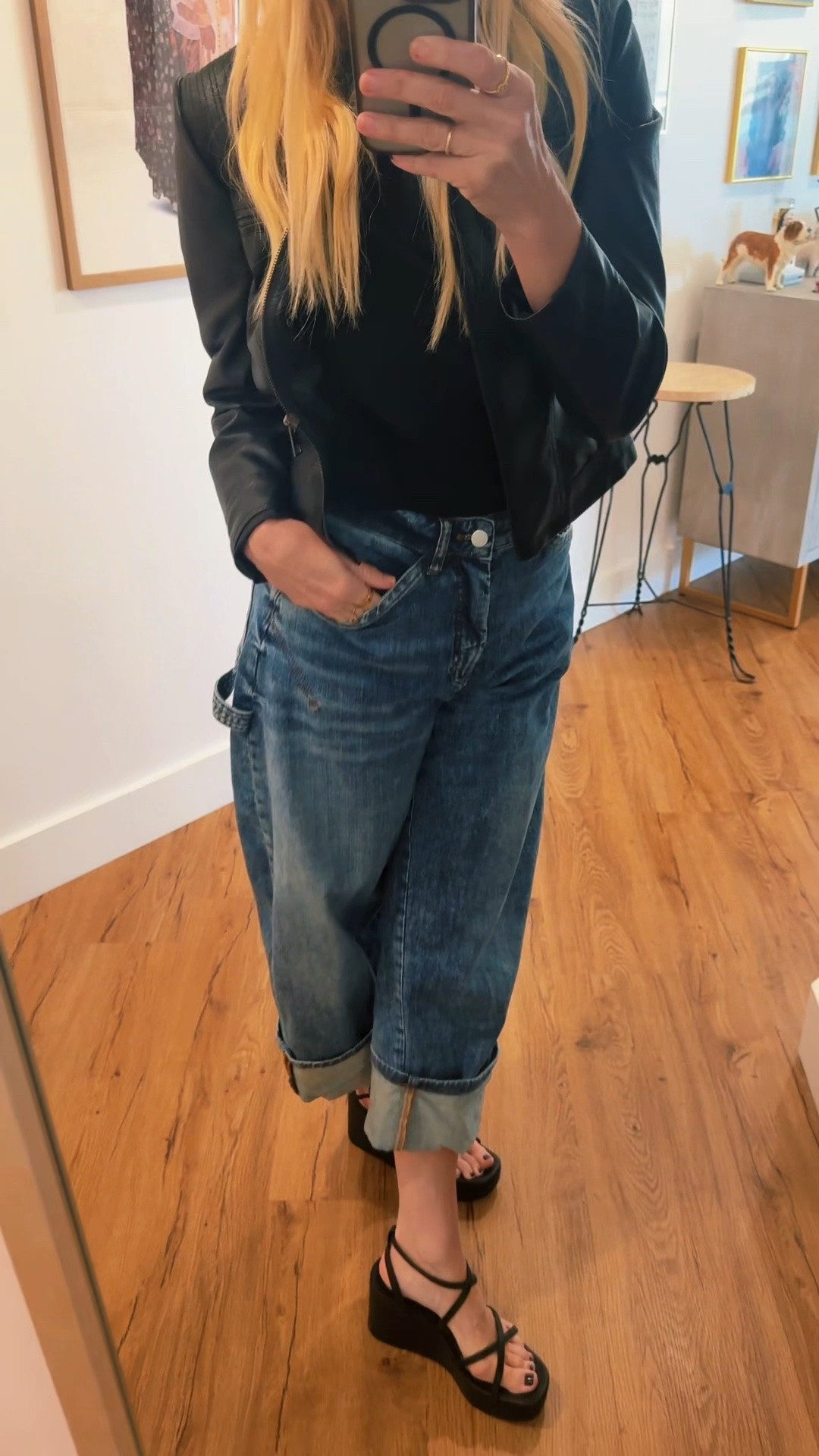On repeat! These Anthropologie cargo barrel cropped jeans are my absolute faves!!!! I’m wearing a size 26 fits true to size. #datenightoutfit #summeroutfit #jeans #anthropologie