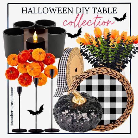 Create you very own DIY Halloween Tablescape with some fun inspiration! 

Add some mini pumpkins to simple candlesticks and top with a votive using hot glue! Sprinkle some black eucalyptus into some orange tulips for a unique floral centerpiece—add sequin pumpkins for a fun pop!

Get creative my friend! You’ve got this! 🎃🙌🖤

#LTKhome #LTKHalloween #LTKSeasonal