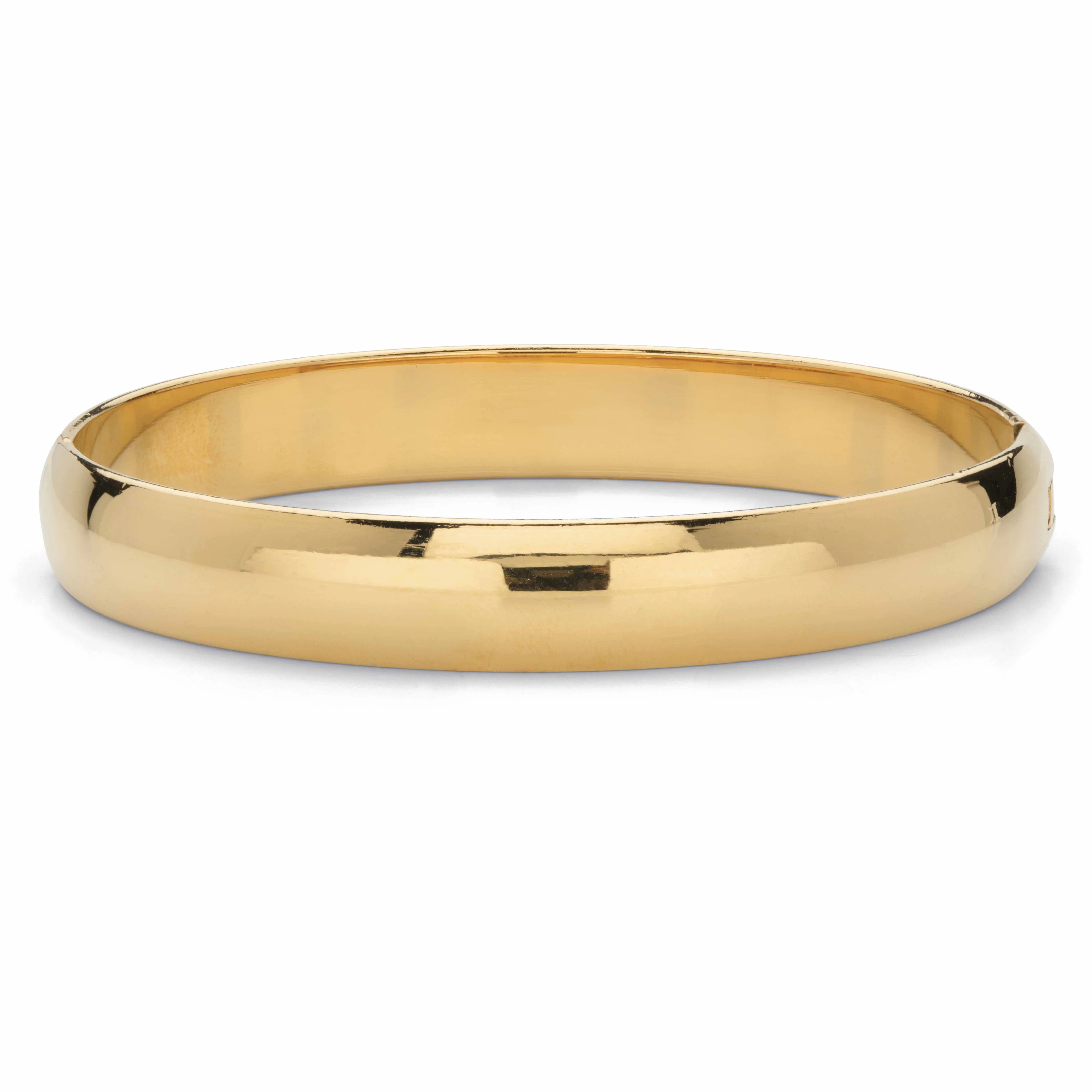 Goldtone Hinged Polished Bangle Bracelet 7.5 inches | Shop Simon