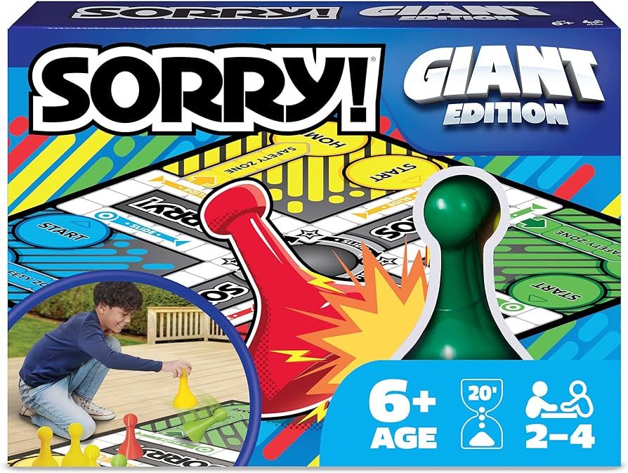 Giant Sorry Classic Family Board Game Indoor Outdoor Retro Party Activity Summer Toy with Oversiz... | Amazon (US)