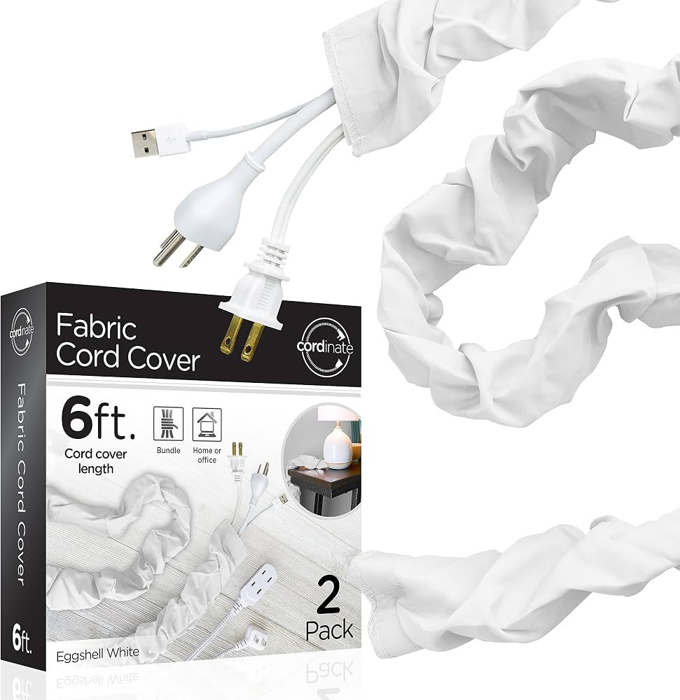 Cordinate Fabric Cord Cover 2 Pack, 6 Ft, Cable Management and Hider, Easy Installation, Great fo... | Amazon (US)
