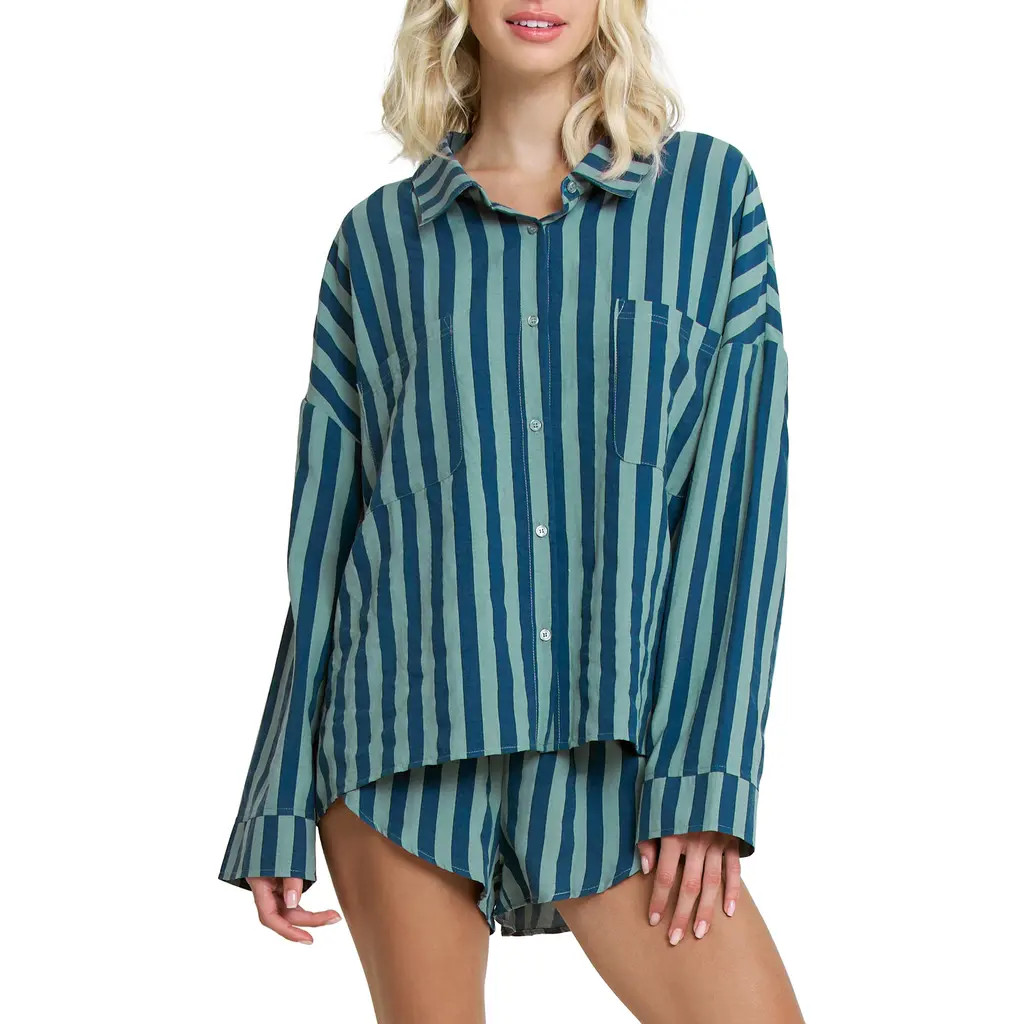 Honeydew Brunch Date Long Sleeve Shorts Pajamas in Royal Stripe at Nordstrom Rack, Size Small | Nordstrom Rack