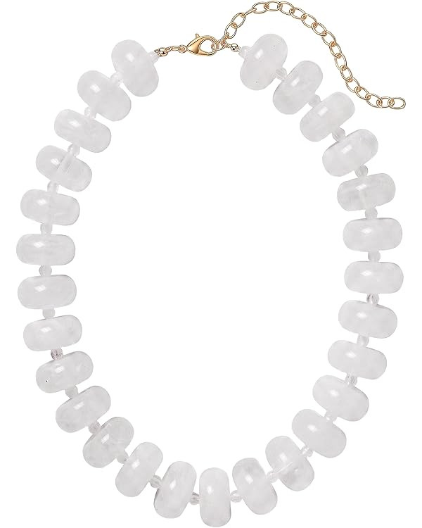 Chunky Bead Necklace for Women,Stone & Oversized Beaded Necklaces,Bold Statement Chain,Large Bead... | Amazon (US)