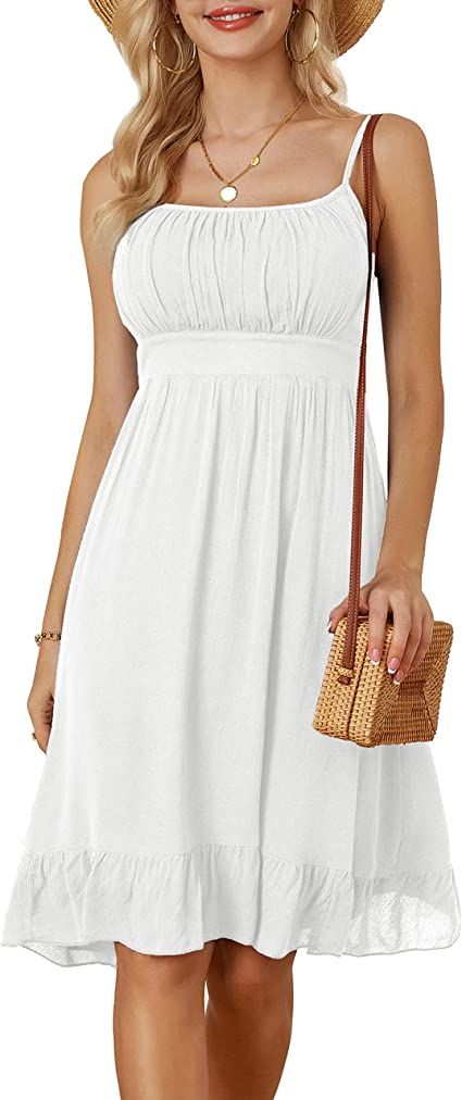 GRACE KARIN Women's Spaghetti Strap Floral Dress Ruffle Hem Pleated Casual Summer Dress Boho Flow... | Amazon (US)