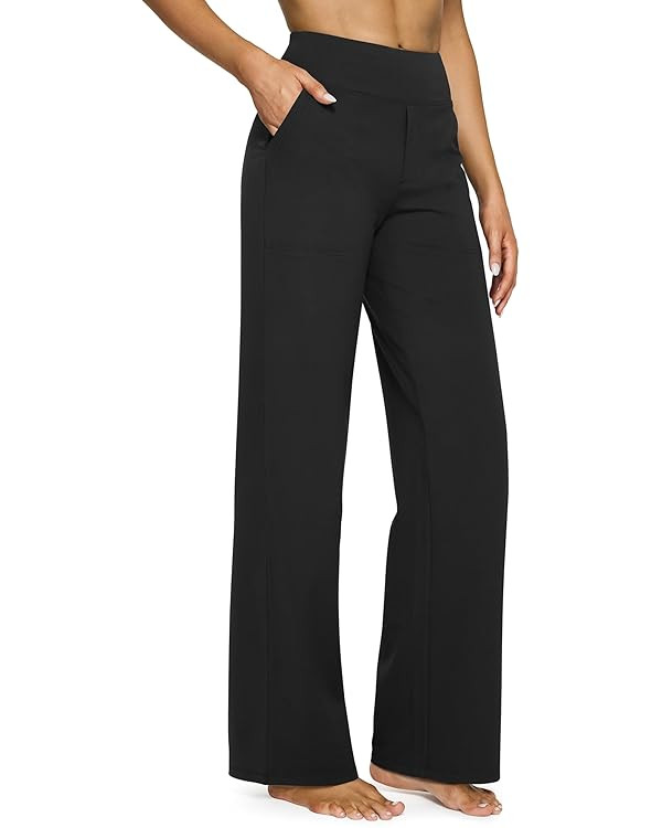 G4Free Yoga Pants Women Wide Leg Pants with Pockets High Waist Stretch Dress Casual Sweatpants Pe... | Amazon (US)