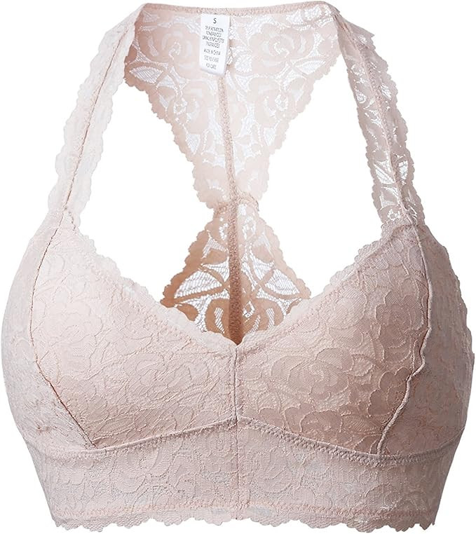 SHAPERX Womens Sexy Racerback Lace Bralette Bustier Breathable Crop Top Lace Bra | Amazon (US)