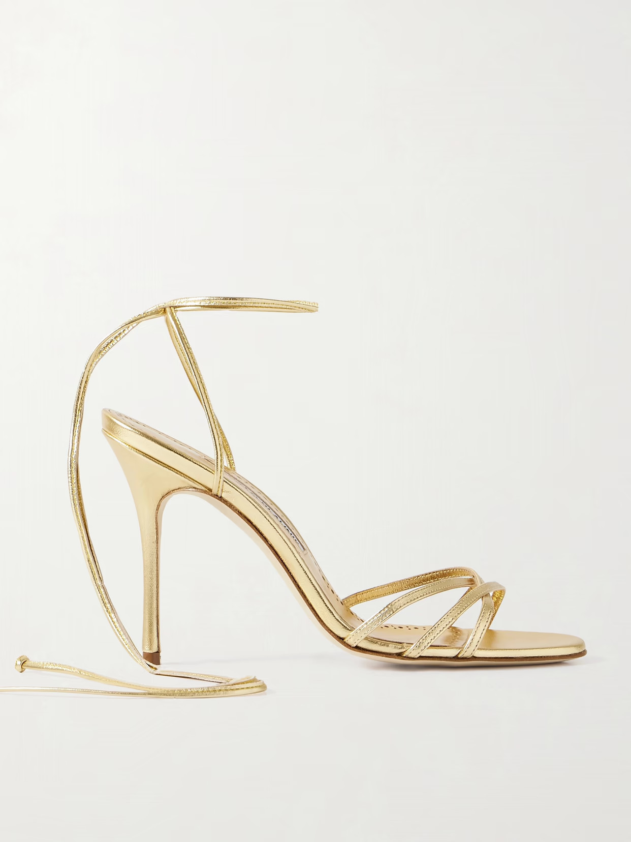 Manolo Blahnik - Leva 105 Metallic Leather Sandals - Gold | NET-A-PORTER (US)