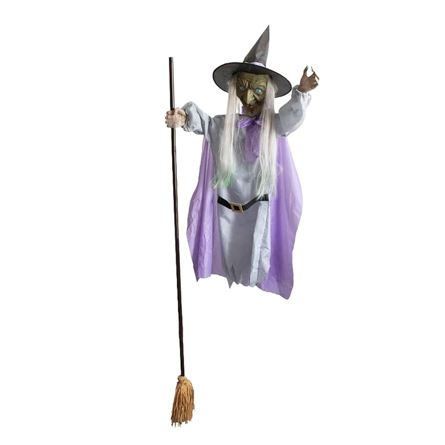Animated Hovering Witch Halloween Decor - Realistic Flying Witch Broom, 6Ft Yard Outdoor Decorati... | Amazon (US)