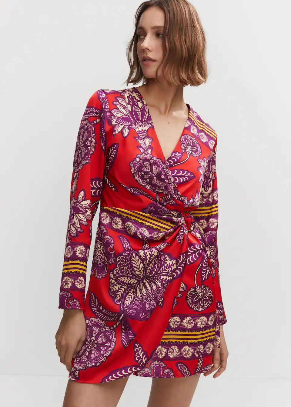 Printed satin dress | MANGO (US)