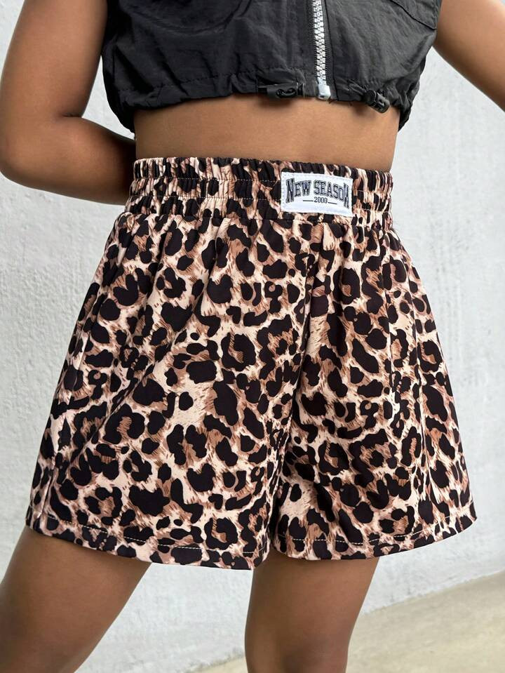 SHEIN NovaGlow Young Girl Young Girl Woven Loose Leopard Print Casual Shorts, Summer Clothes, Mommy And Me Matching Outfits (2 Pieces Sold Separately) Leopard Shortscheetah Shortsleopard Print Shortsshort Streetweargirls Leopard Print | SHEIN