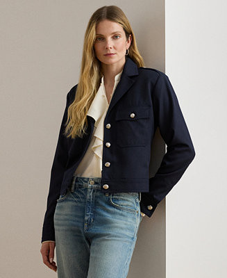 Lauren Ralph Lauren Women's Cropped Wool-Blend Twill Jacket, 0P-18 - Macy's | Macy's