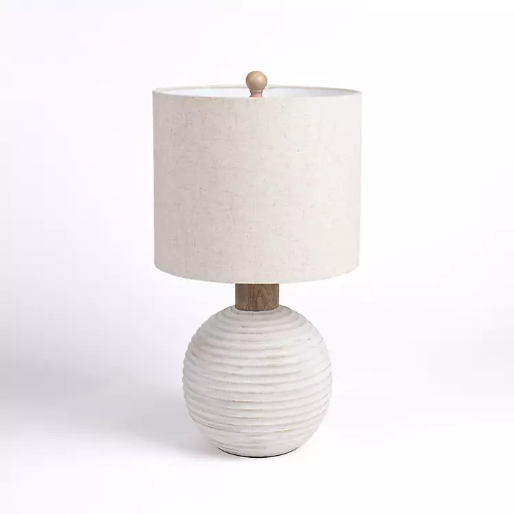 Cream Ridged Round Table Lamp | Kirklands